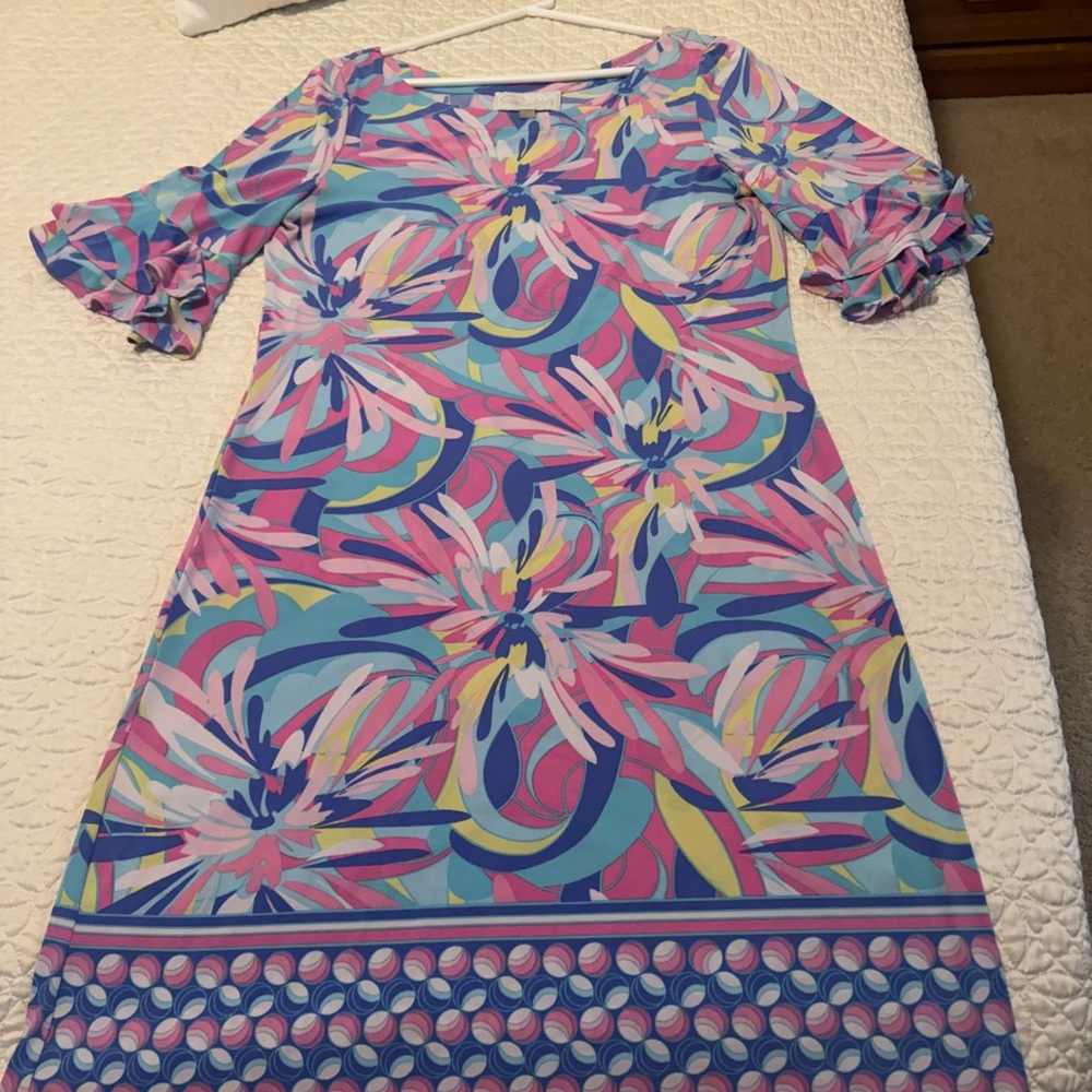 Pappagallo Colorful Floral Long Sleeve Dress